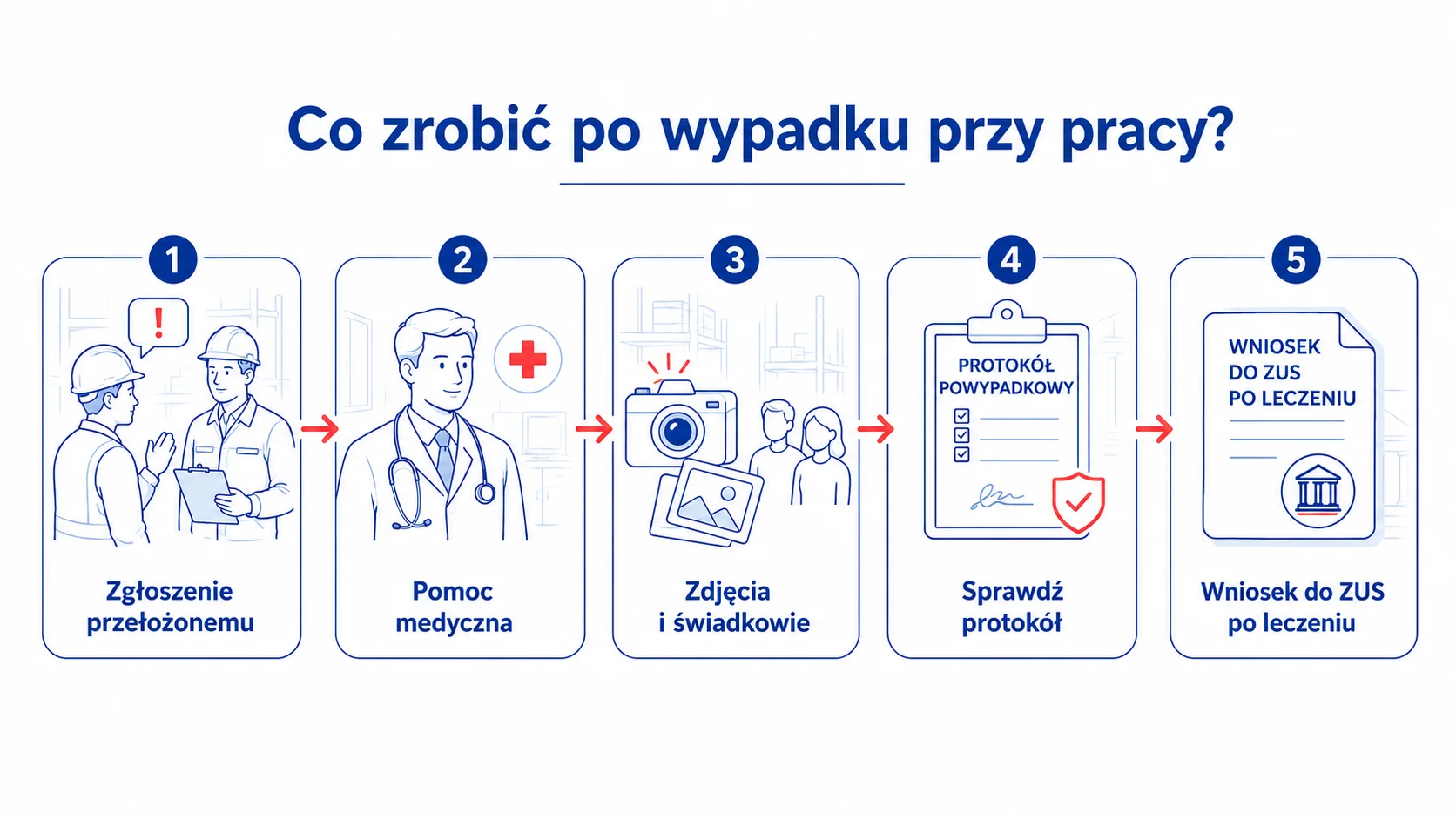 Poniżej zestawienie wszystkich kluczowych kroków, które powinieneś wykonać po wypadku