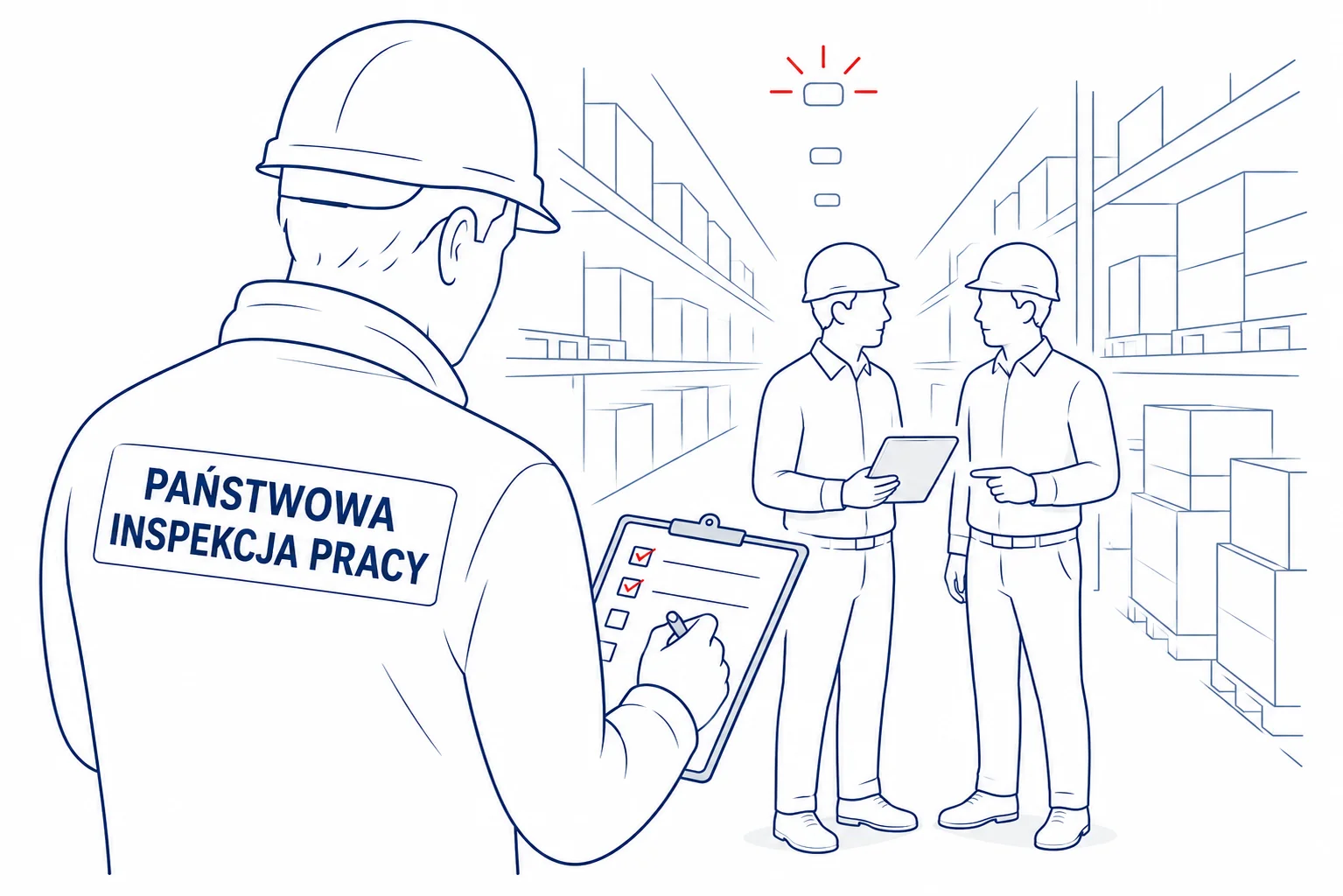 Kontrola PIP w firmie – inspektor sprawdzający warunki wykonywania pracy